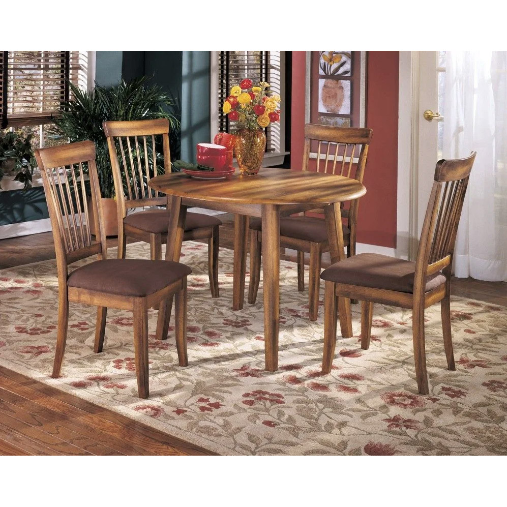 Berringer - Rustic Brown - 3 Pc. - Drop Leaf Table & 2 UPH Side Chairs