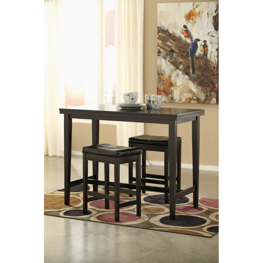 Kimonte - Dark Brown - 3 Pc. - RECT DRM Counter Table & 2 UPH Barstools